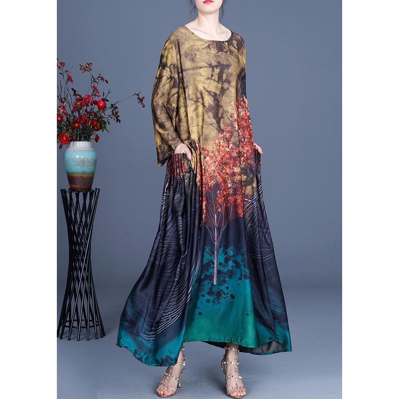 Beautiful Yellow Print Pockets Summer Spring Party Dress