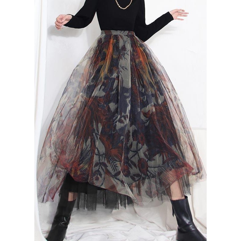 Boutique Black Print Asymmetrical Design Tiered Skirt Summer ( Limited Stock)