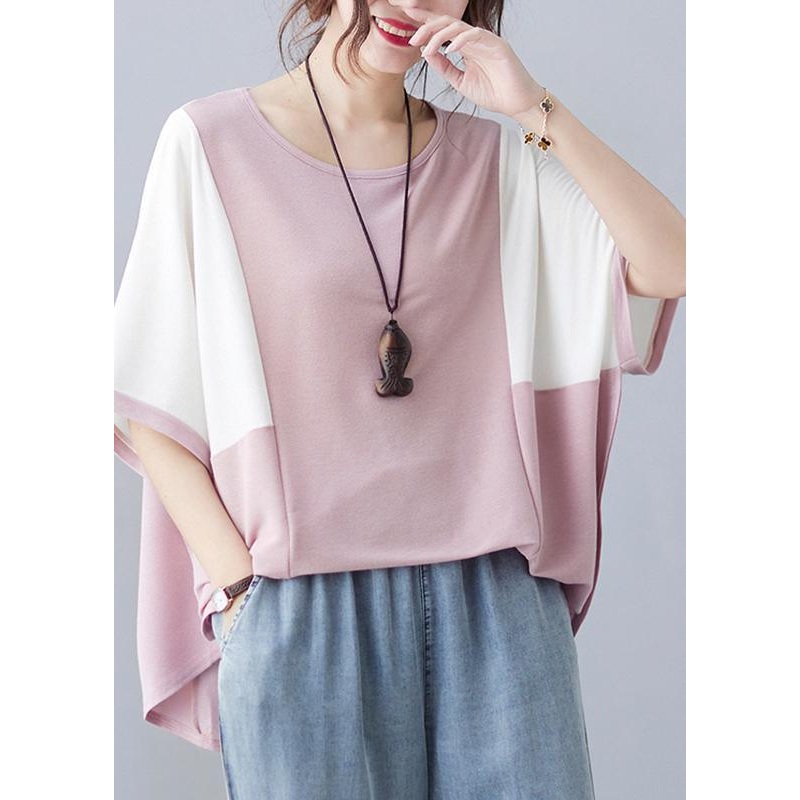 Elegant Pink O-Neck Half Sleeve Summer Blouse Top
