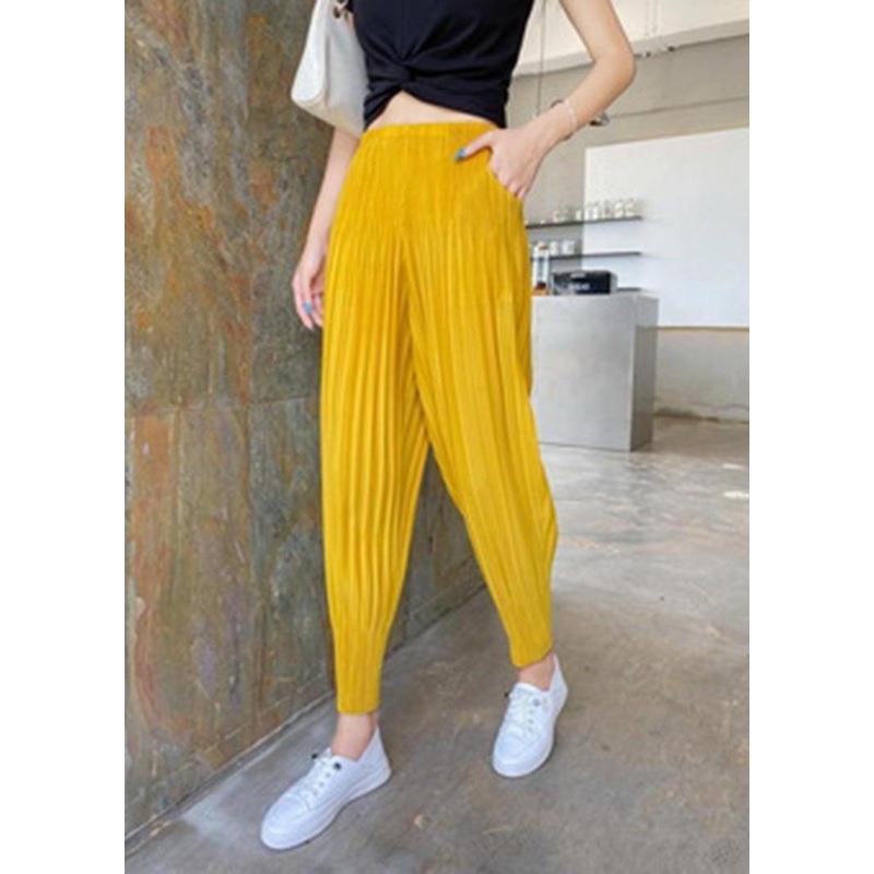 Natural Yellow Chiffon Harem Pants Summer