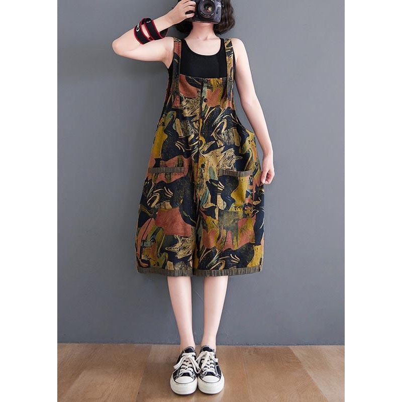 Vintage Navy Print Button Summer Romper