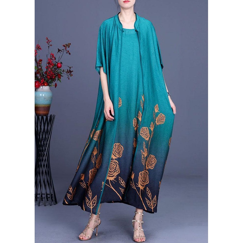 2021 Summer Women Silk Wrinkle Print Cardigan + Irregular Vest Skirt Two Piece Set