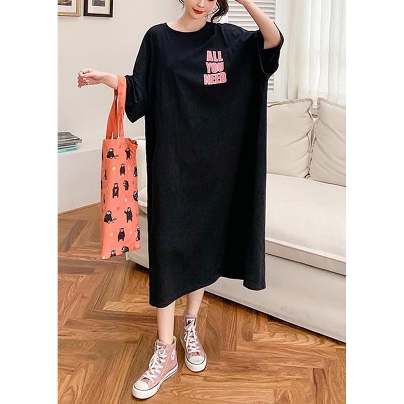 Beautiful Black Short Sleeve Cotton Casual Summer Dresses