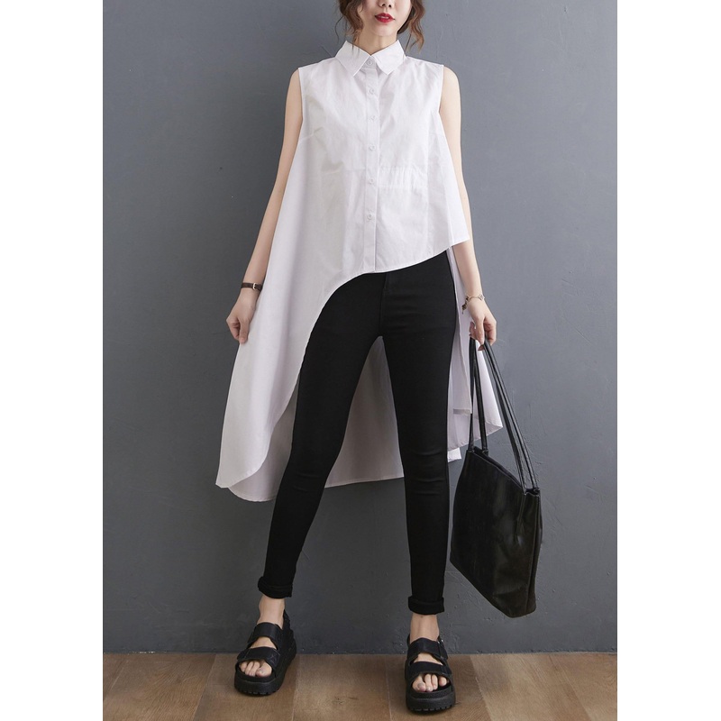 Beautiful White Peter Pan Collar Button Cotton Shirt Summer