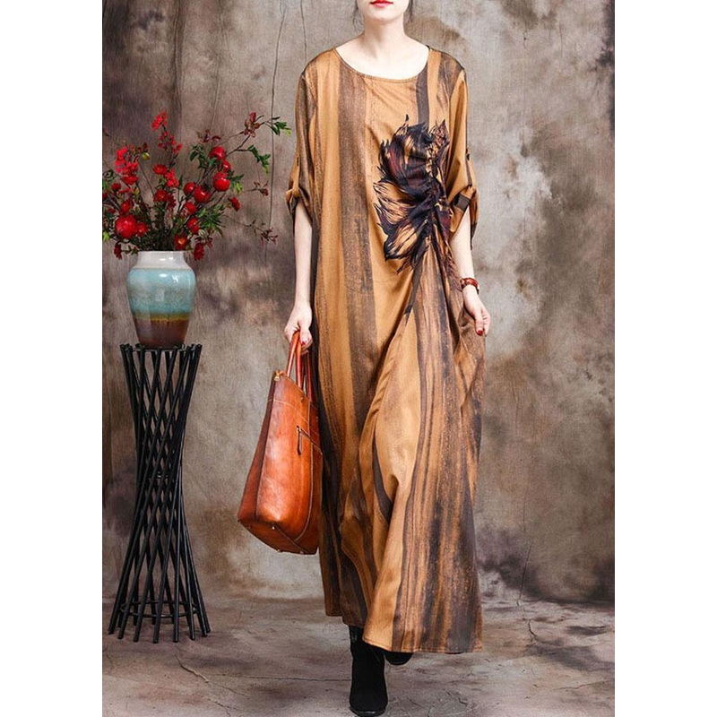 Boutique Print Cinched Silk asymmetrical design Dress Summer