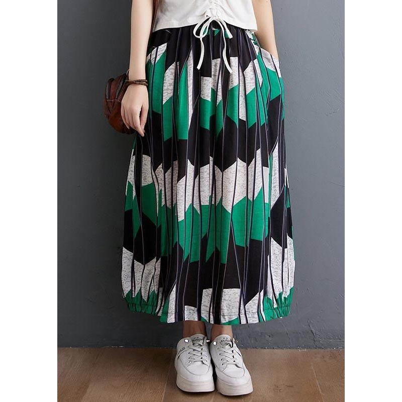 Elegant Green Geometric lantern Skirt Summer