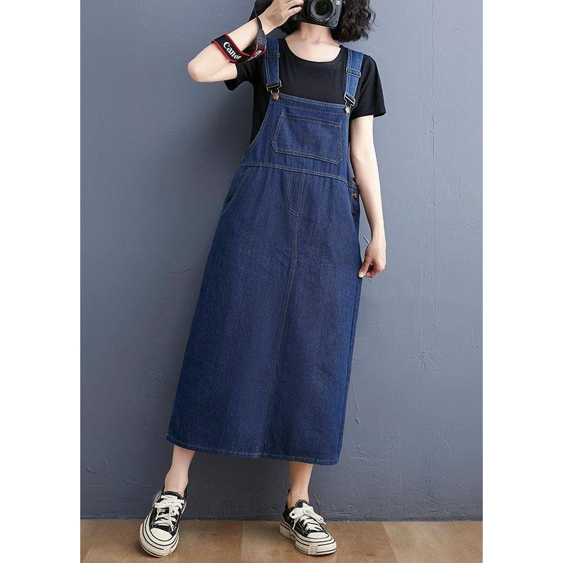 Summer Denim Large Pocket Strap Skirt