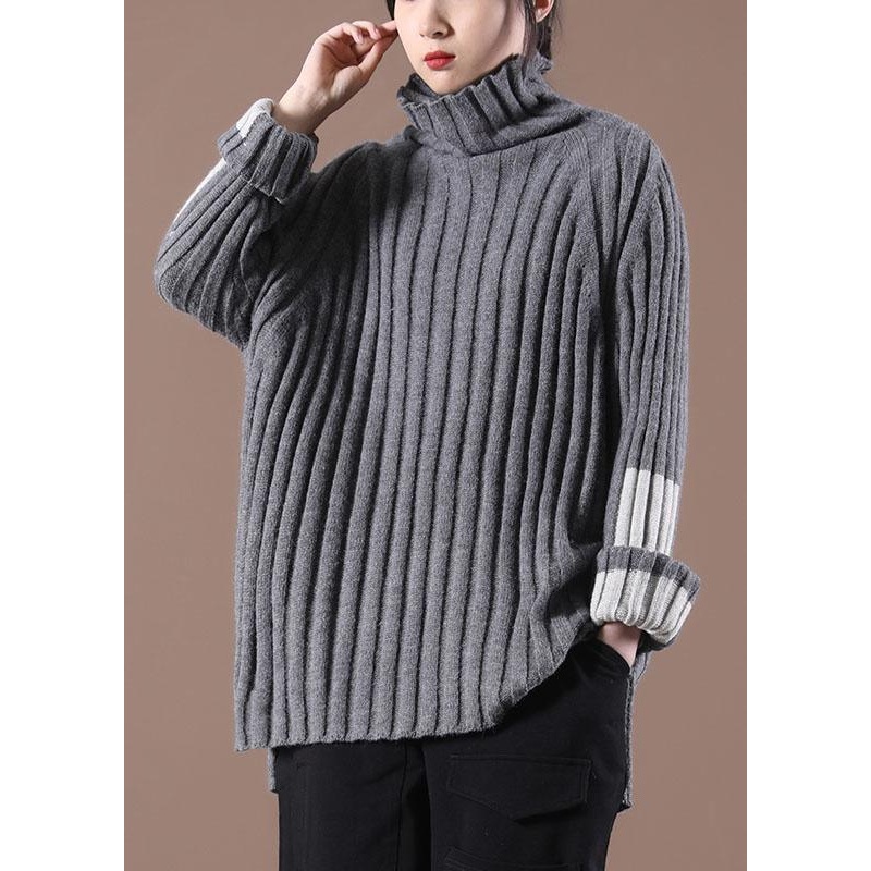 Beautiful Grey Turtleneck Side open Fall Cozy Sweater