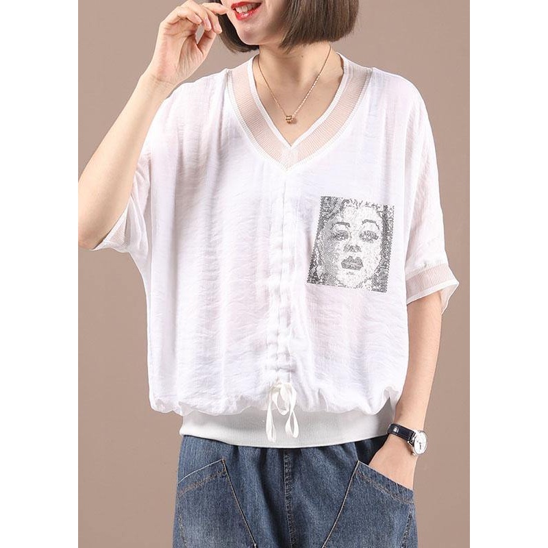 Chic Black V Neck Casual Summer Silk Half Sleeve