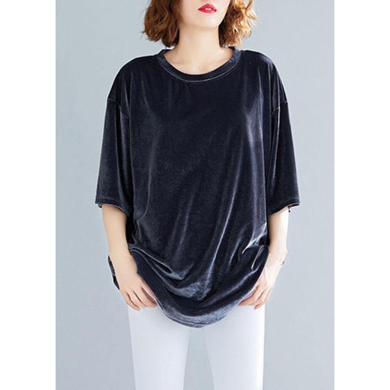 Chic Grey Loose Casual Spring Half Sleeve Tee