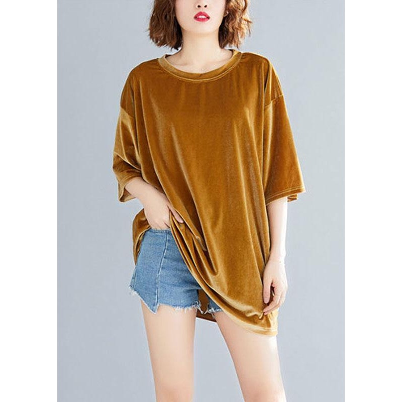 Italian Yellow O-Neck Spring Tee Half Sleeve