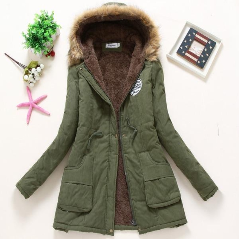 Winter women coat  Casual Outwear Military Hooded fur Coat Down Jackets