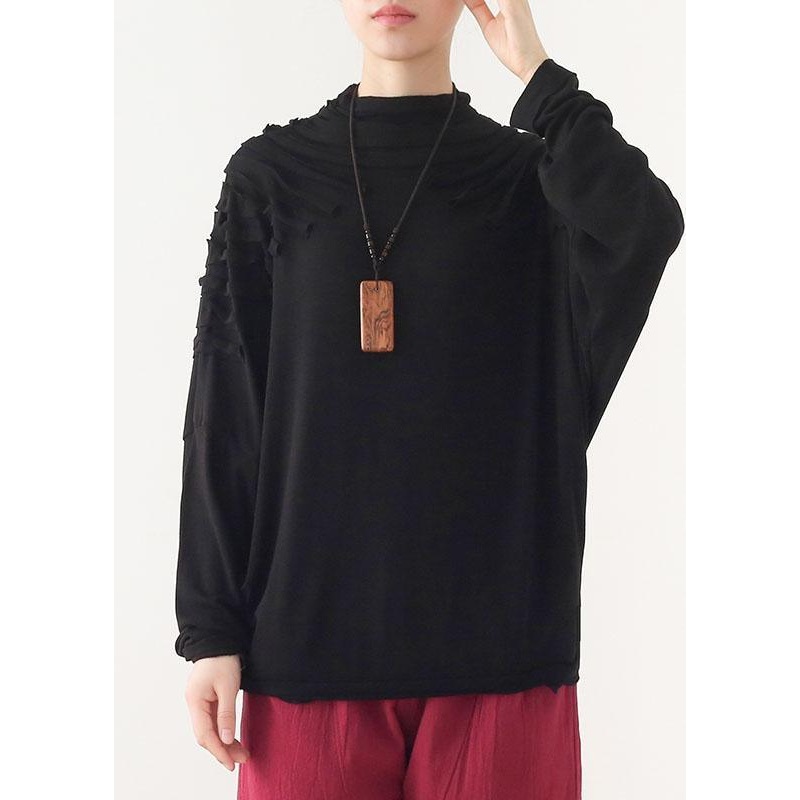 Boutique Black O-Neck Fall Cotton Cozy Sweater