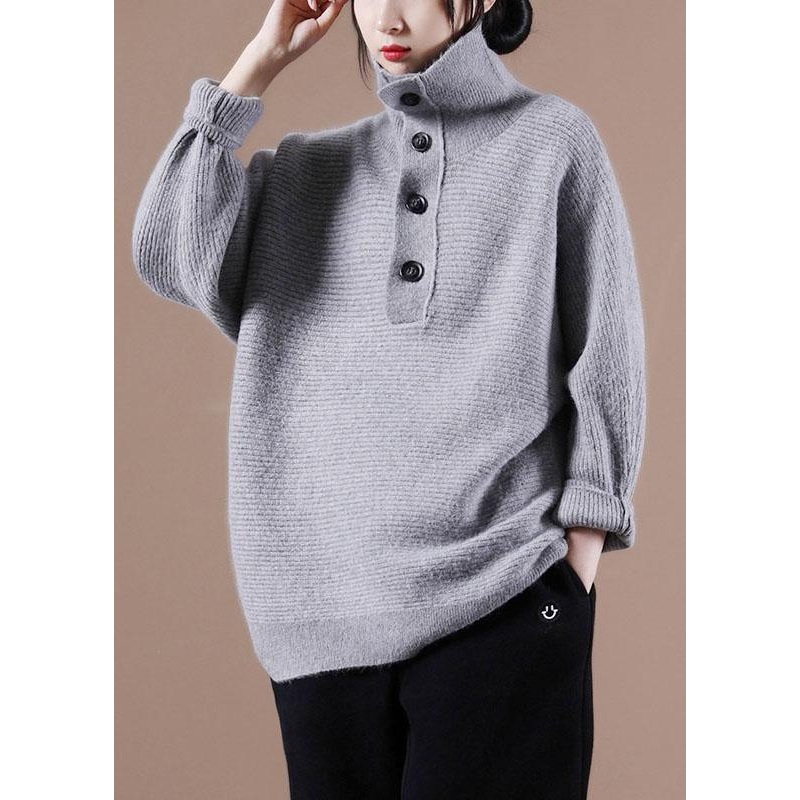Boutique Grey Knit Casual Fall Sweater