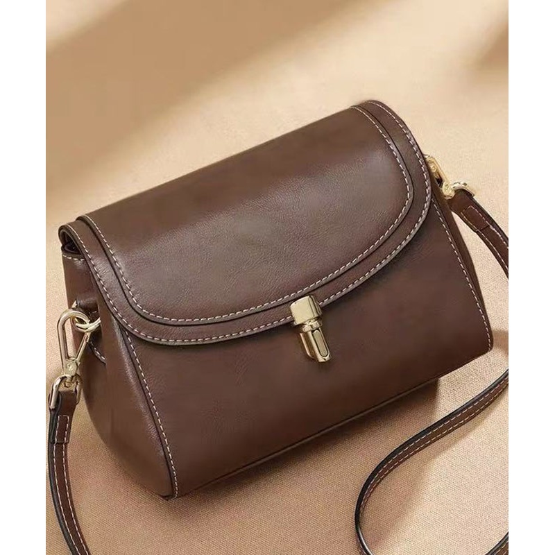 Casual Coffee Versatile Faux Leather Messenger Bag