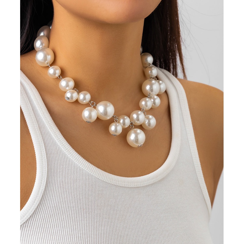 Classy White Stainless Steel Pearl Pendant Necklace
