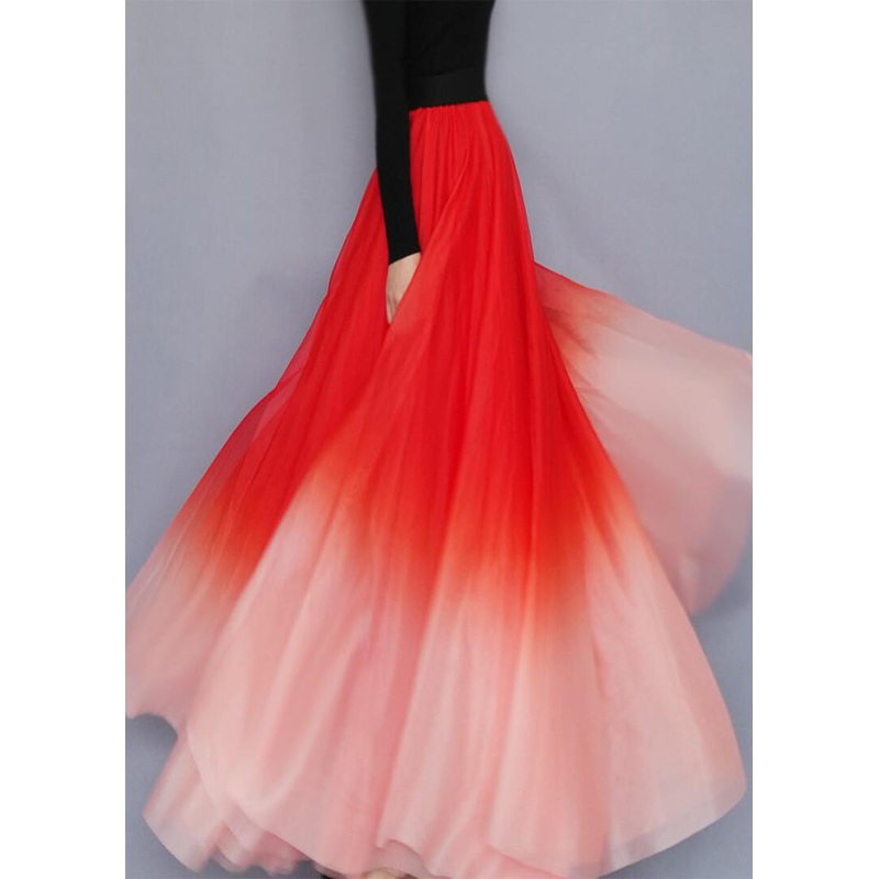 Fine Gradient Orange Exra Large Hem Tulle Dance Skirt Spring