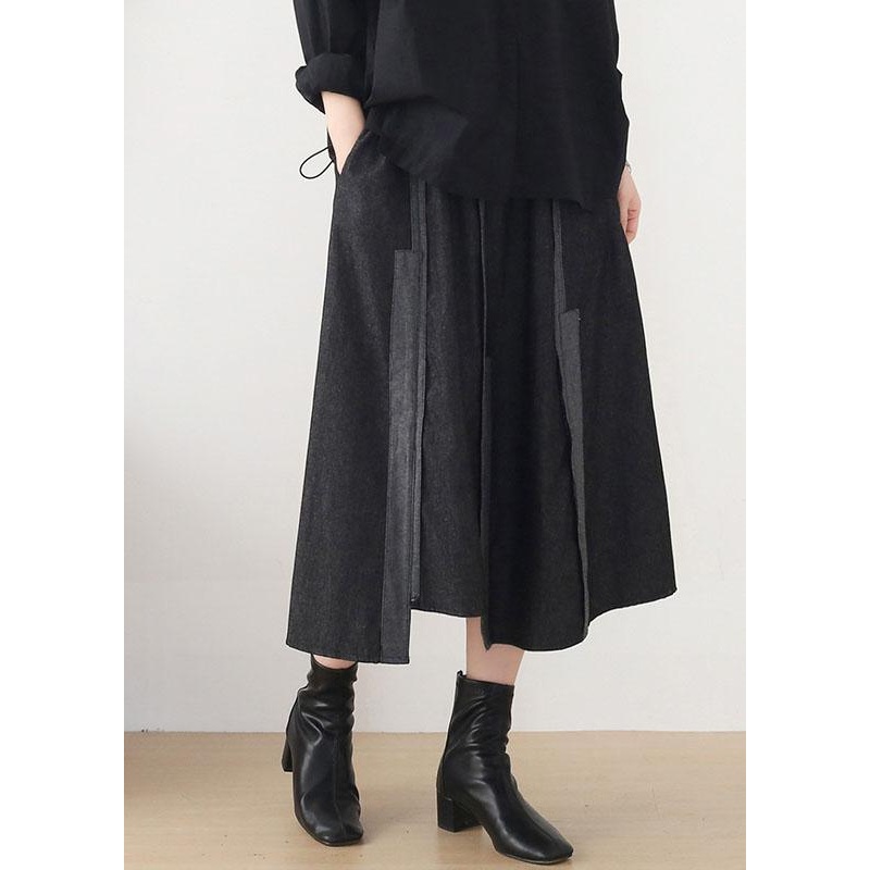 Modern Dark Grey Elastic Waist A Line Fall Skirts