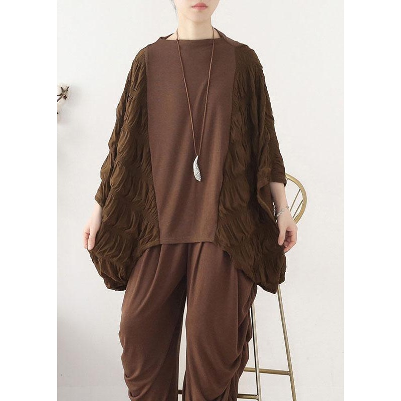 Style Chocolate Patchwork Wrinkled Top Fall