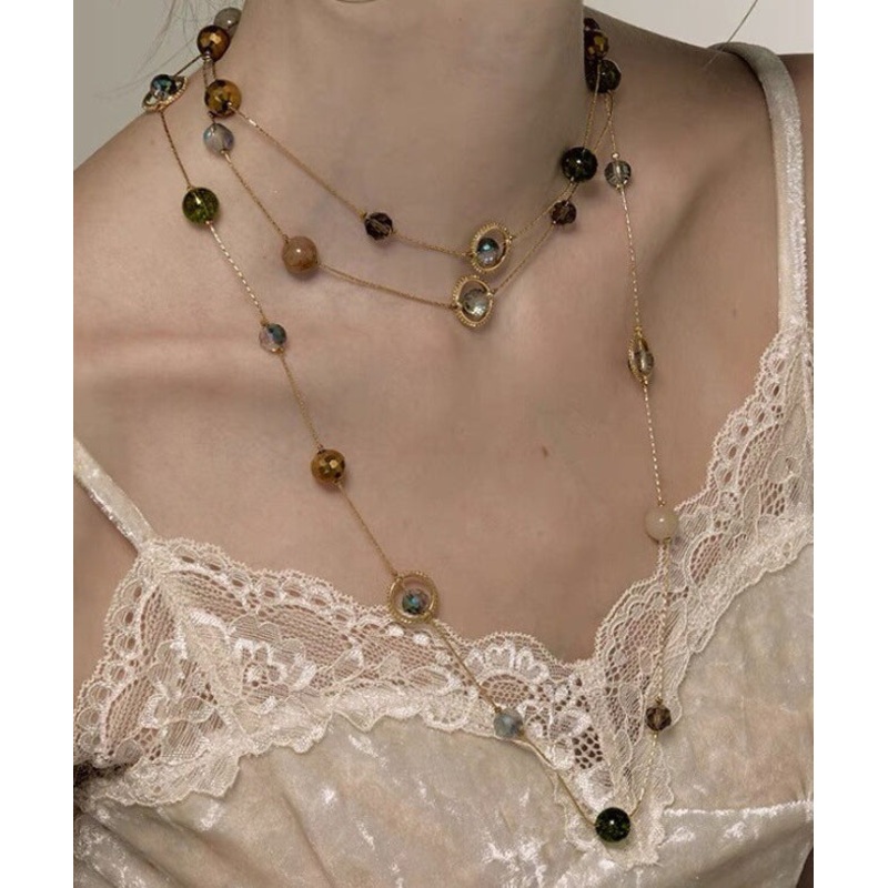Unique Gold Metal Alloy Pearl Gypsophila Gratuated Bead Necklace