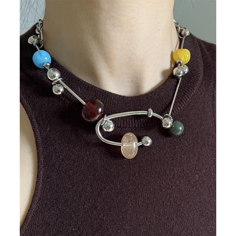 Unique Rainbow Stainless Steel Acrylic Alloy Pendant Necklace