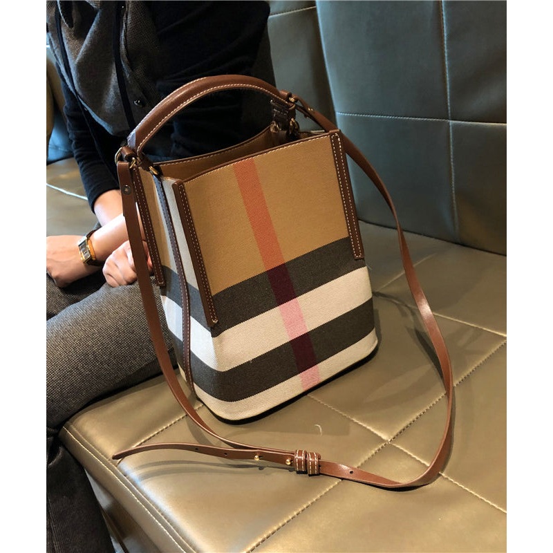 Women Brown Plaid Versatile Faux Leather Messenger Bag
