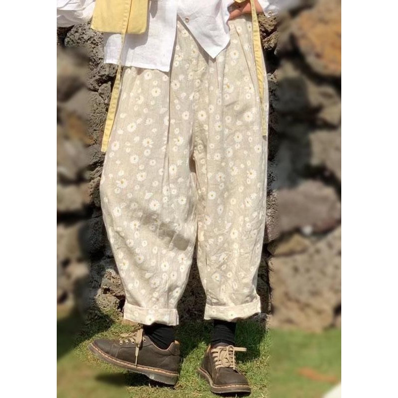 Beige Casual Pockets Print Fall Floral Pants