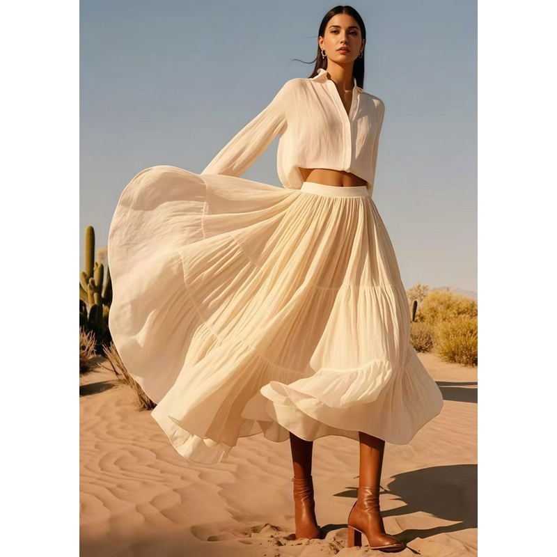 Boho White Exra Large Hem Cotton Holiday Skirts Spring