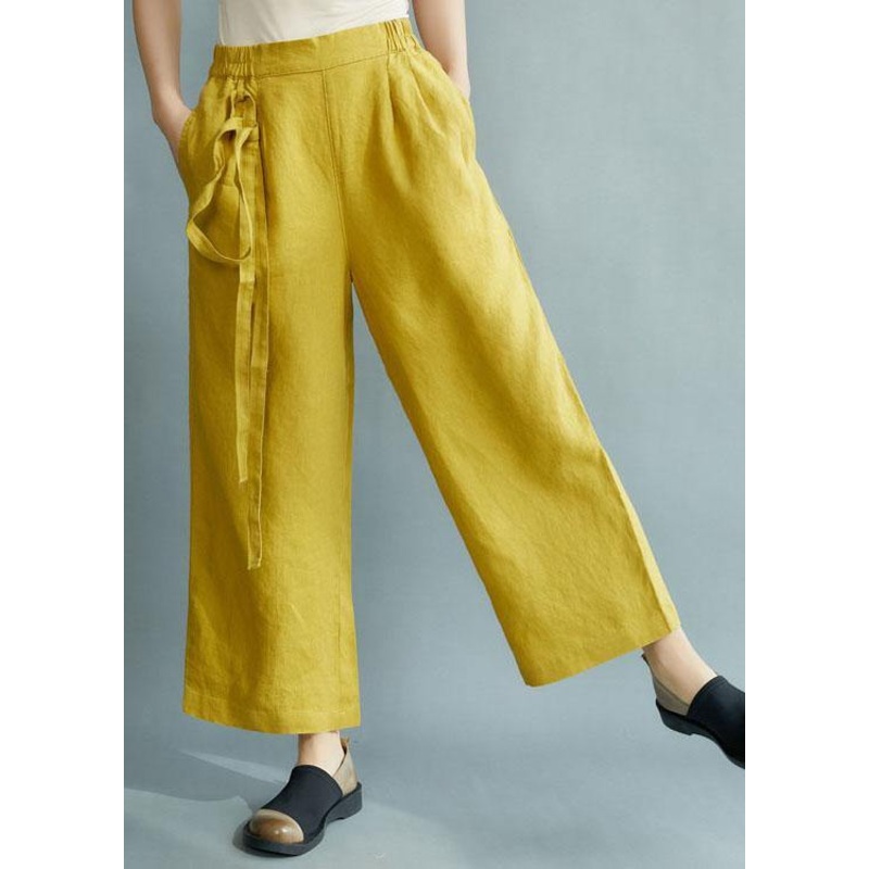 Chic Yellow Loose Straight Fall Casual Pants