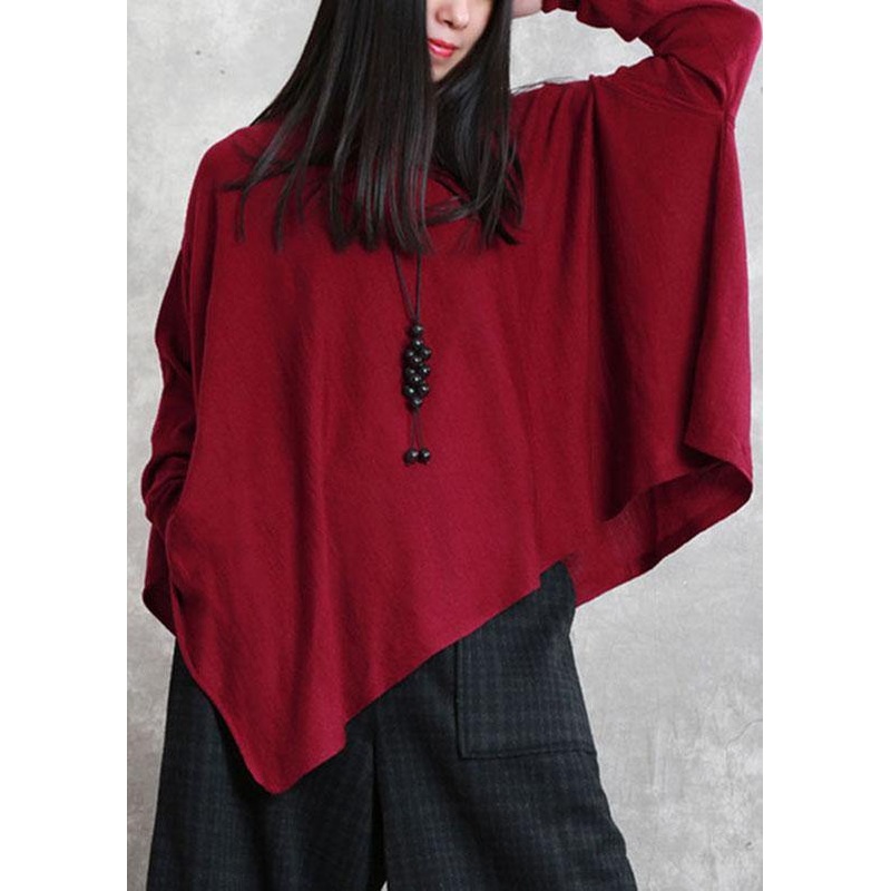 Classy Mulberry Turtleneck Asymmetrical Design Fall Knit Sweaters