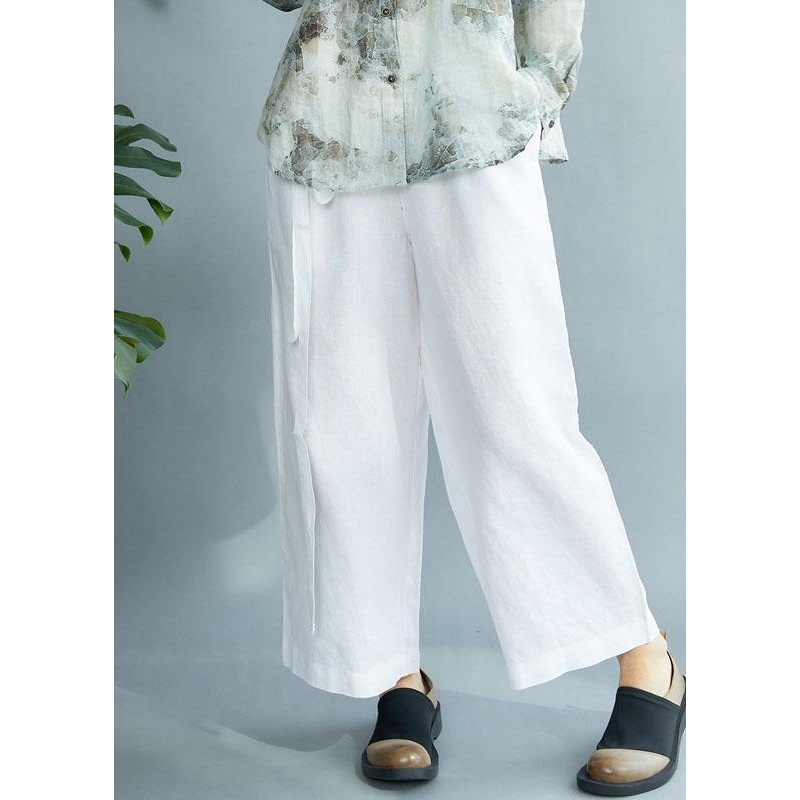 Diy White Loose Wide Leg Fall Asymmetrical Design Pants