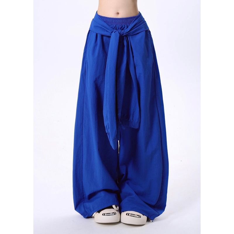 Fashion Blue Oversized Cotton Straight Pants Spring