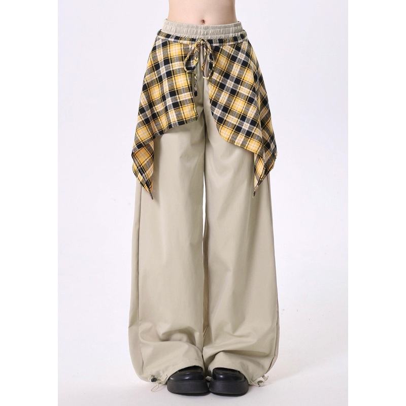 Organic Khaki Oversized Cotton Pants Trousers Spring