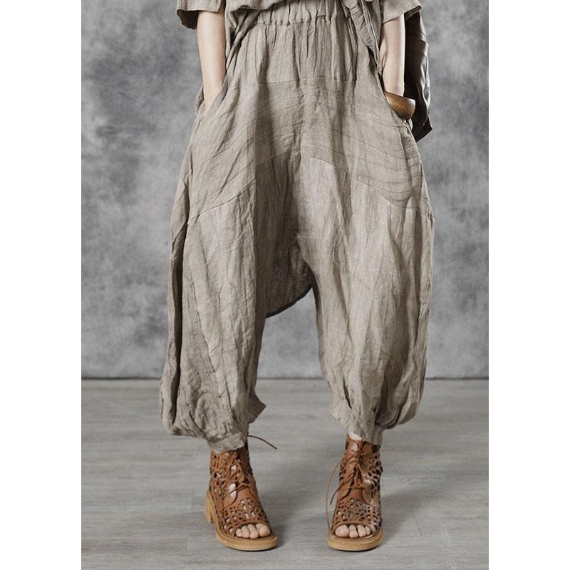 Plus Size Apricot Pockets Patchwork Fall Pants