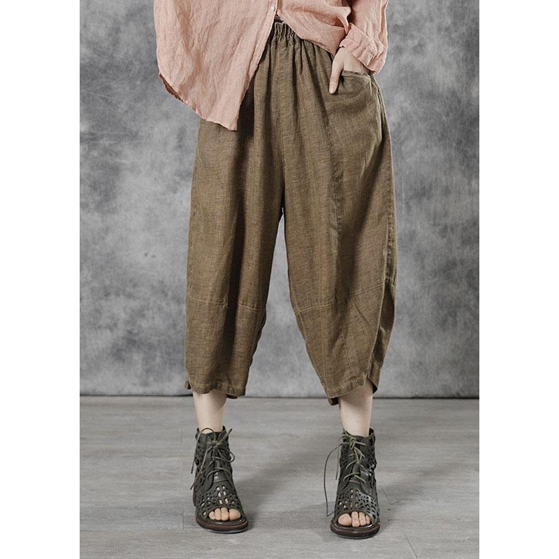 Plus Size Khaki Casual Patchwork Crop Fall Pants