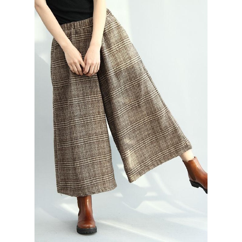 Stylish Khaki Loose Pockets Wide Leg Fall Casual Pants
