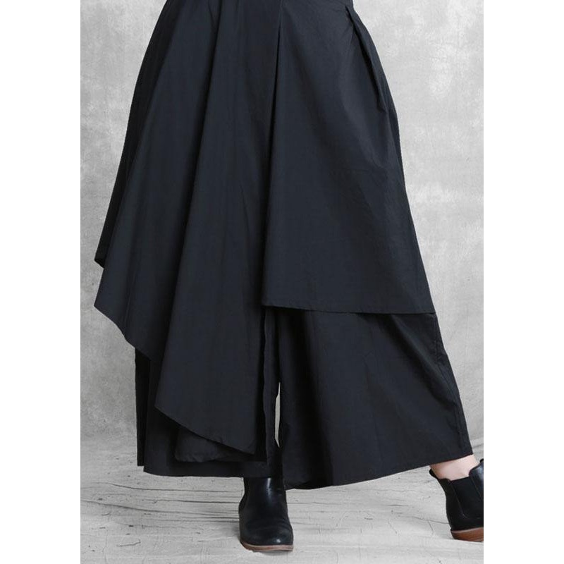 Vintage Black Fashion Casual Asymmetrical Design Fall Wide Leg Pants