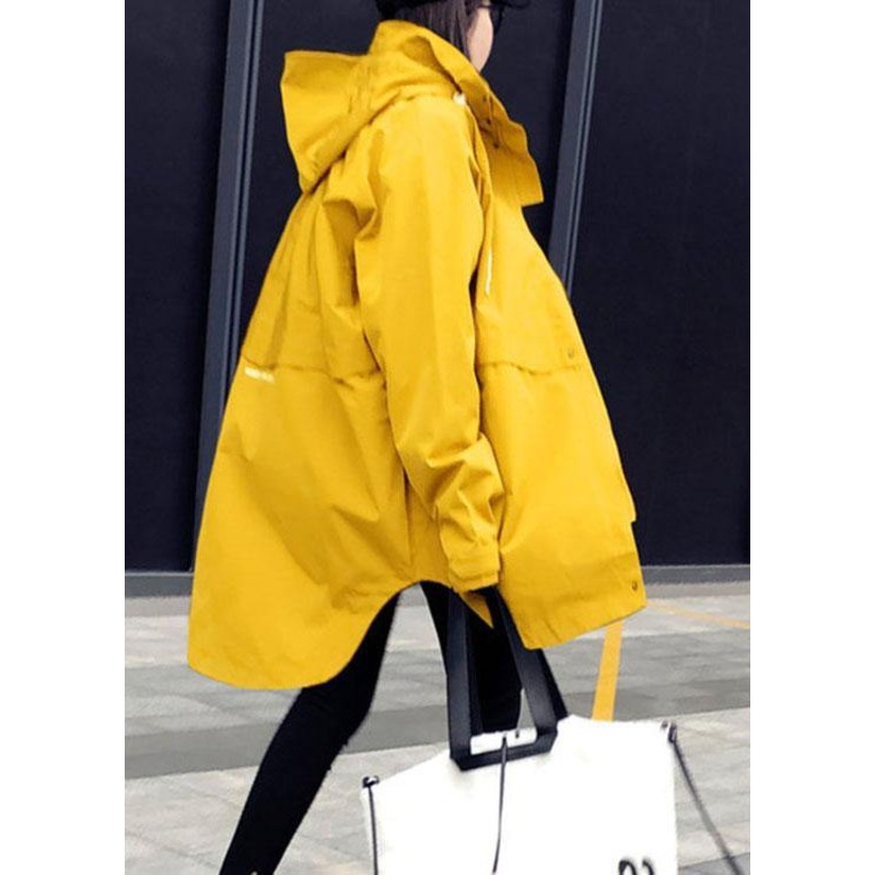 Plus Size Yellow Casual Patchwork Pockets Fall Coats