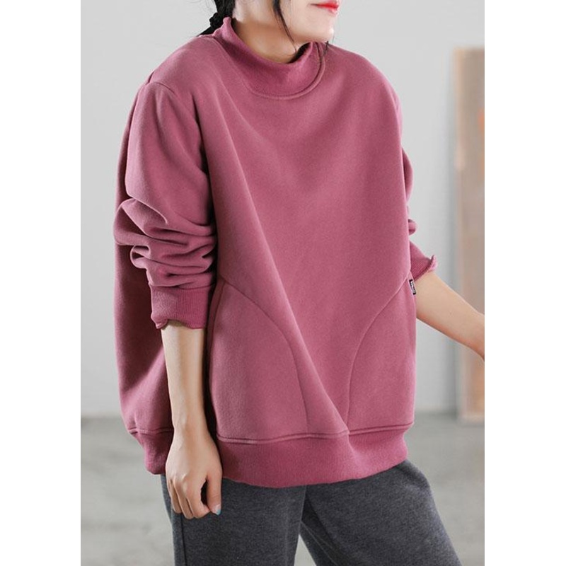 Bohemian Pink Pockets Warm Fleece Sweatshirts Tracksuits Winter