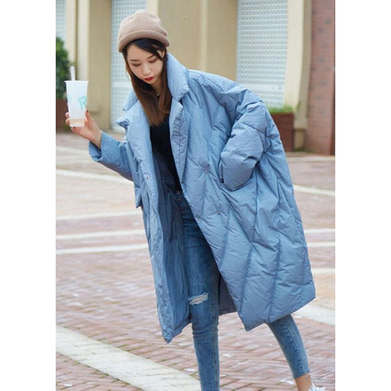 Boho Blue Peter Pan Collar Button Casual Winter Duck Down Down Coats