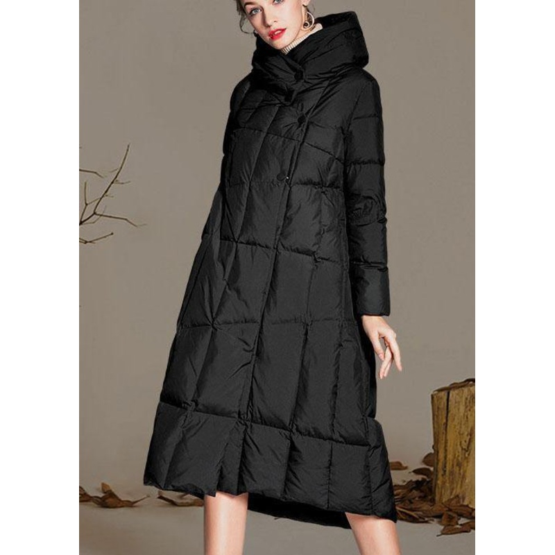 DIY Black Turtleneck Button asymmetrical fashion Winter Duck Down down coat