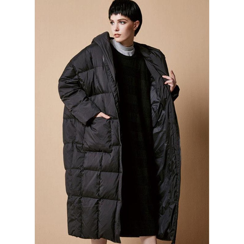 DIY Black zippered Pockets Thick Winter Duck Down Coat