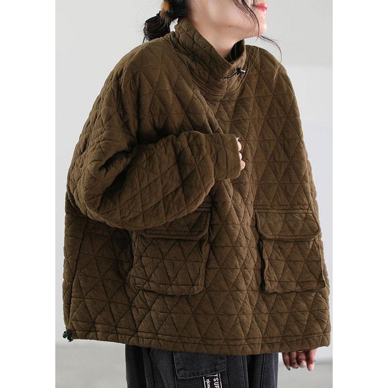 DIY Brown Pockets Fine Cotton Filled Winter Top