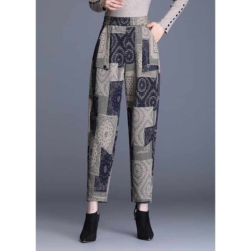 Fashion fashion Print Pockets Straight Fall Pants