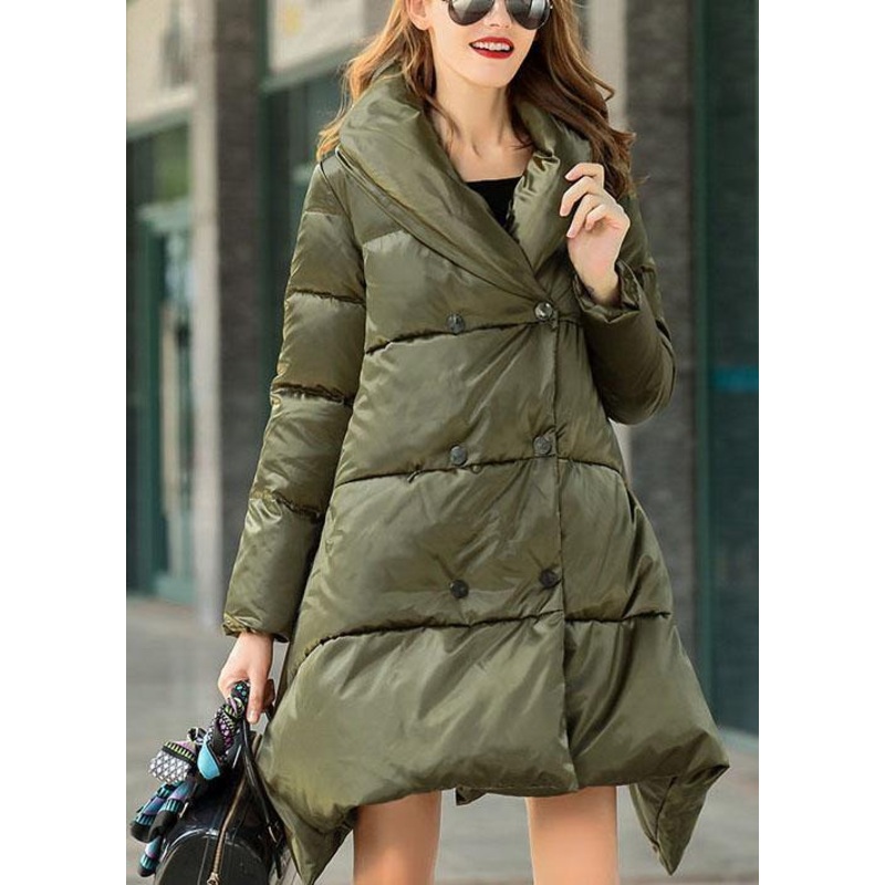 Fine Green Peter Pan Collar double breast Cloak Winter Duck Down Down Coat