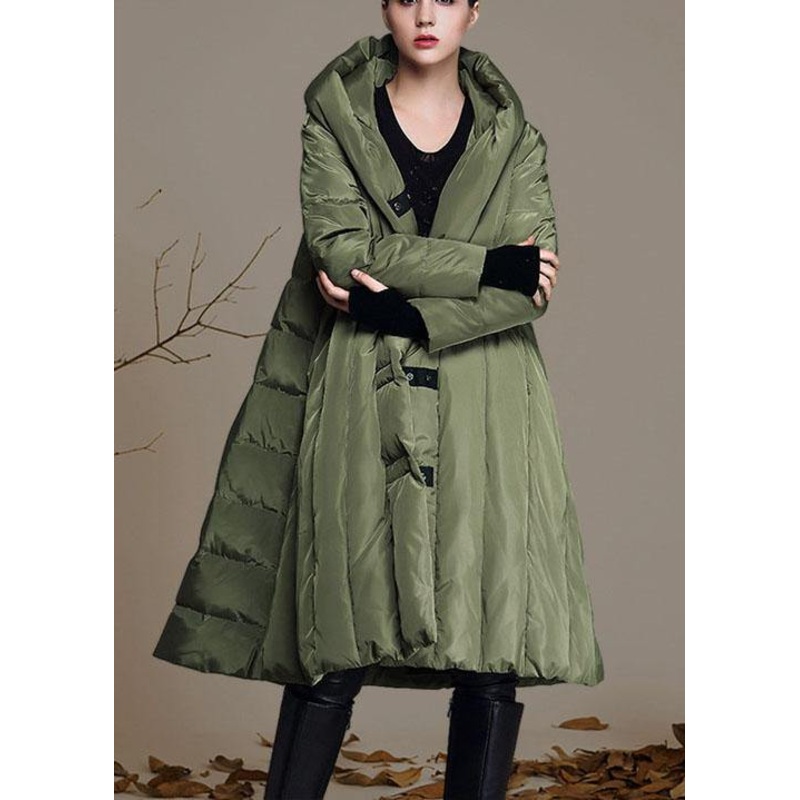 Handmade Army Green hooded Casual Winter Duck Down down coat