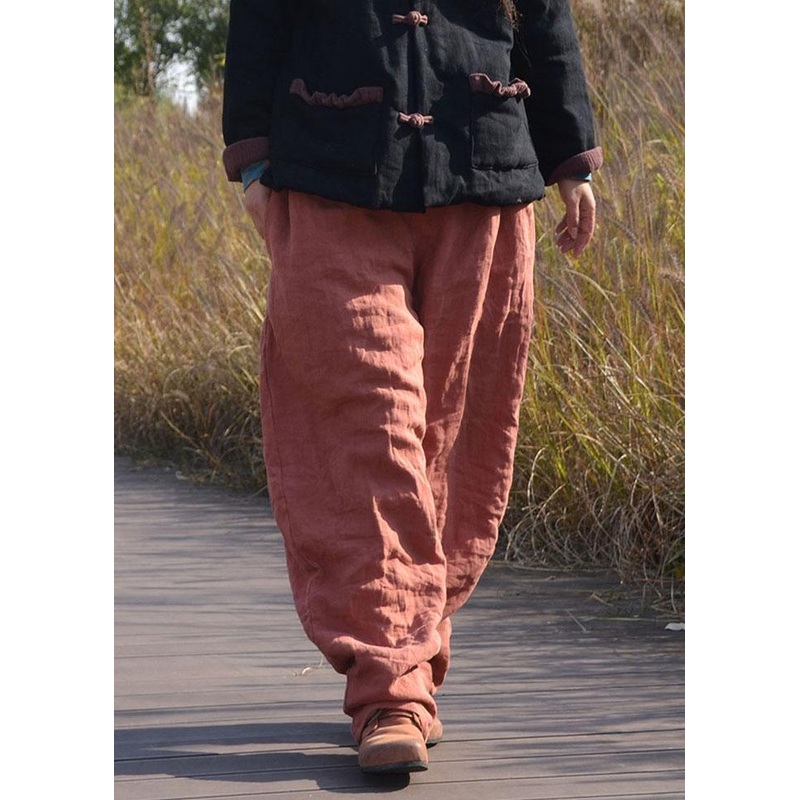 Modern Orange Loose Pockets lantern Winter Pants