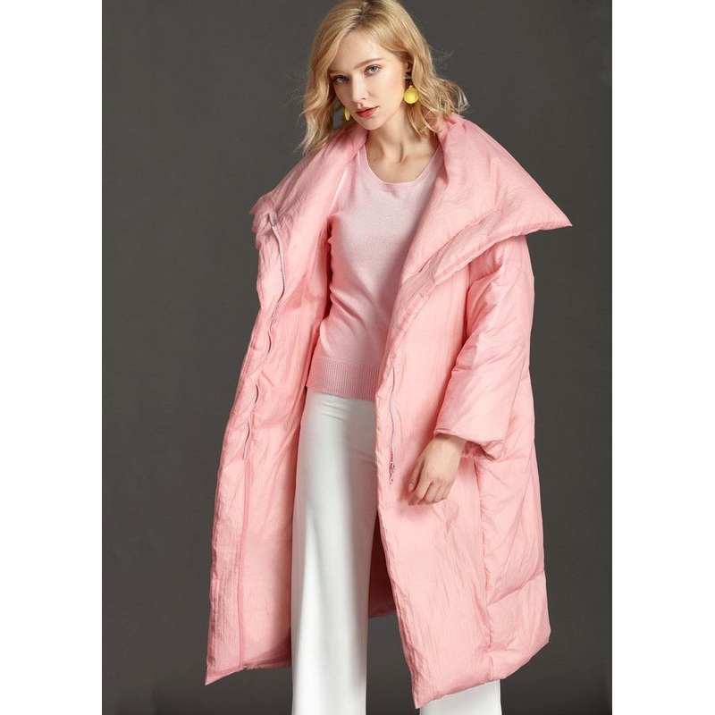 New Pink PeterPan Collar Pockets zippered Winter Duck Down Down Coat