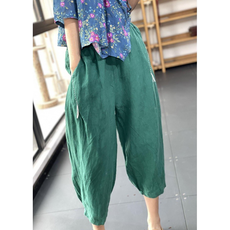 Organic Green Pockets Loose Harem Fall Pants