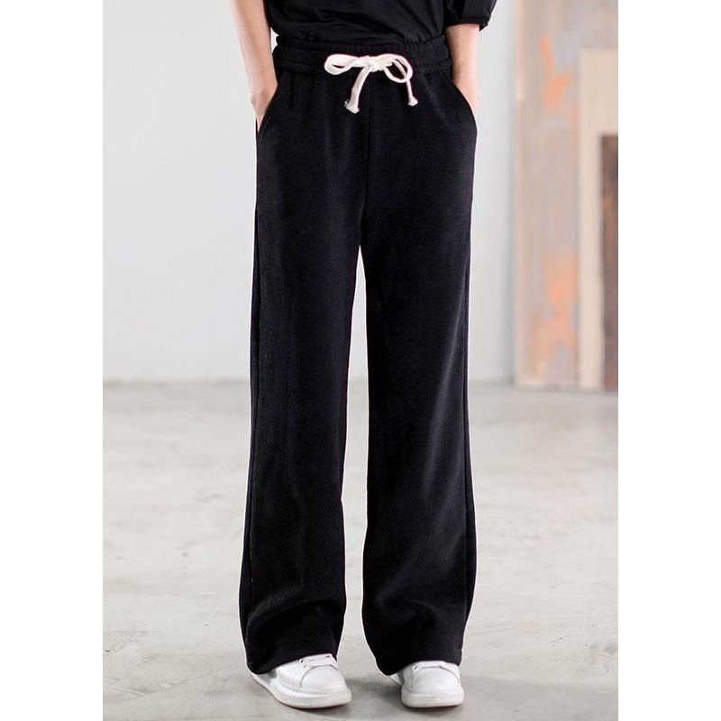 Plus Size Black Cinched Pockets Corduroy Pants Winter